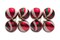 8 Pack of Matte Red Ball Ornaments with Green and White Glitter Designs